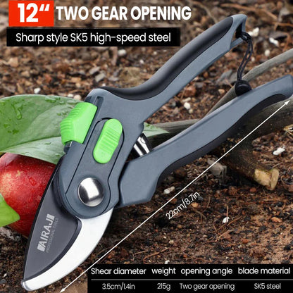 AIRAJ Plant Trim Garden Pruning Shears, Garden Scissor Tool Branch Shear Orchard Folding Saw Set