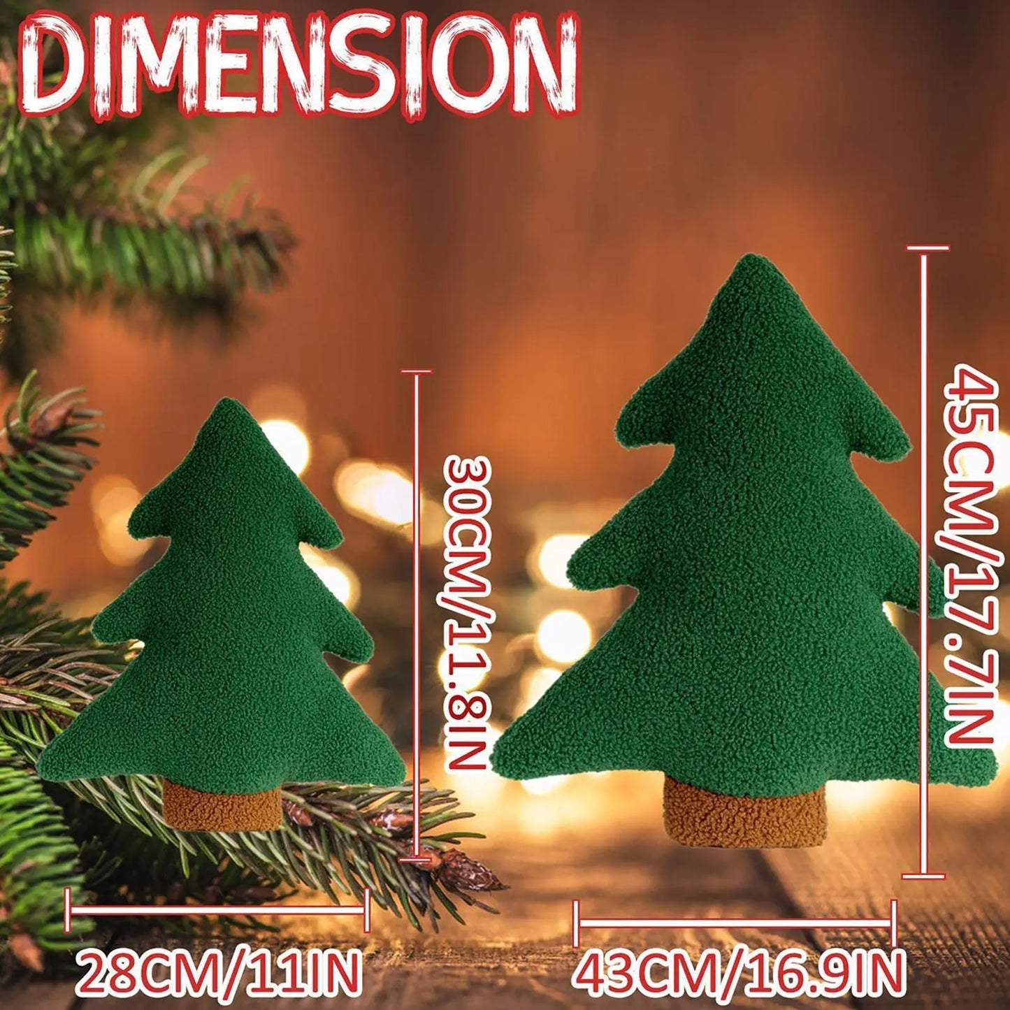 30/45cm Christmas Tree Pillow Festive Holiday Sofa Bed Decorations & Cute Gift for Friends & Family