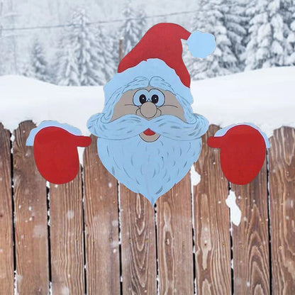 Christmas Outdoor Fence Peeking Garden  Decorations