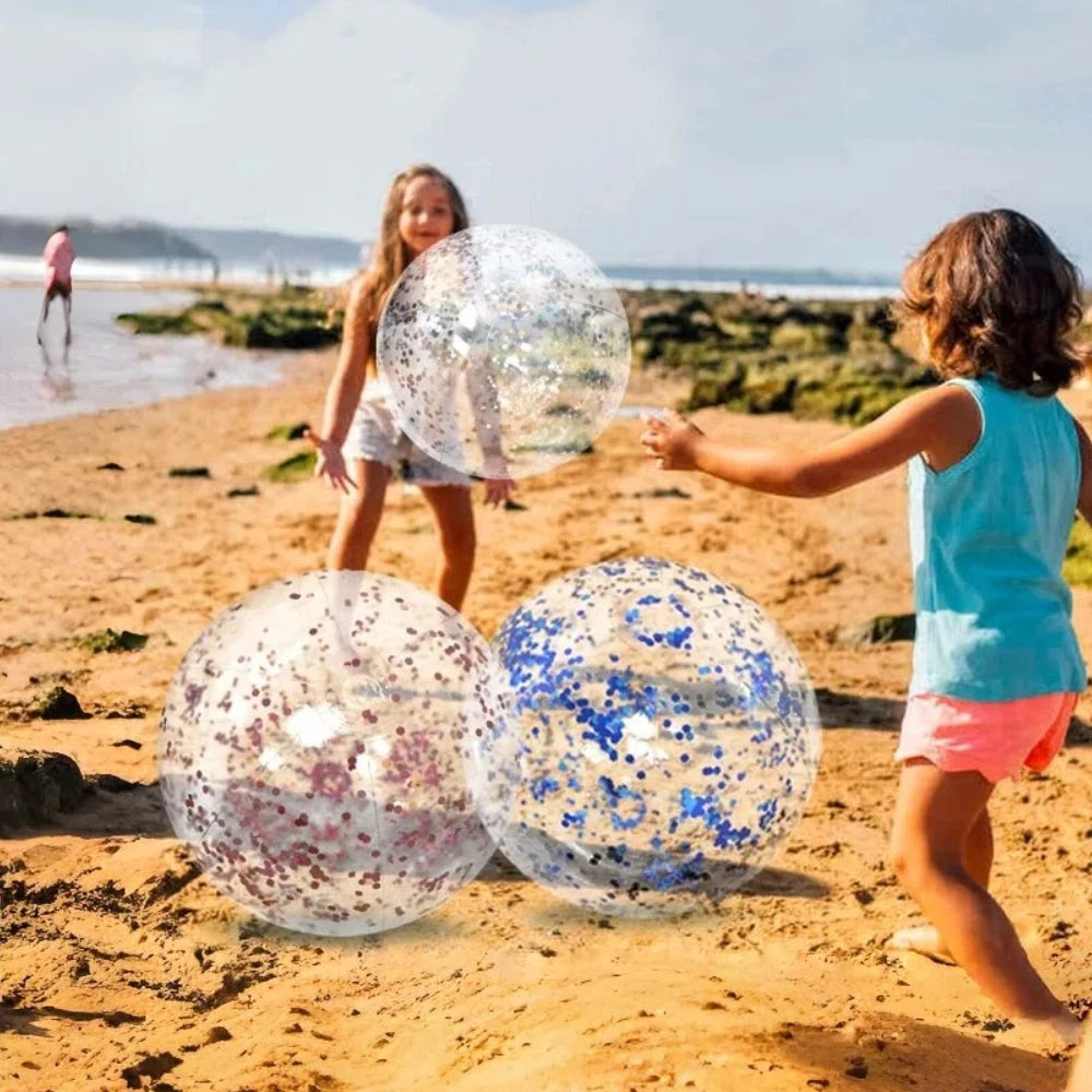 40CM Glitter Inflatable Beach Ball Transparent PVC Sparkle Water Toy 7 Colors Trendy Summer Beach Pool Party Outdoor