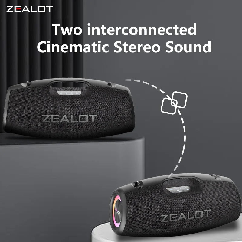 ZEALOT S78 100W Wireless Speakers, DSP Technology , Dream Light, Outdoor Portable Sub woofer Speaker , Dual Pairing
