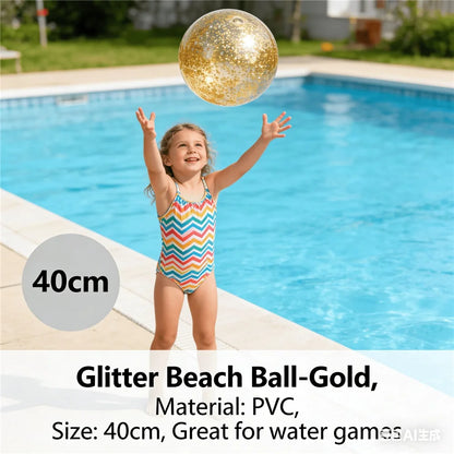 40CM Glitter Inflatable Beach Ball Transparent PVC Sparkle Water Toy 7 Colors Trendy Summer Beach Pool Party Outdoor