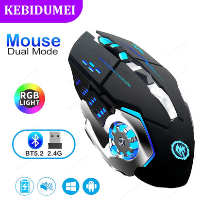 RGB Dual-Mode Bluetooth 5.2 Mouse 2.4G Wireless Mouse. Gaming Mouse for Laptop or Desktop