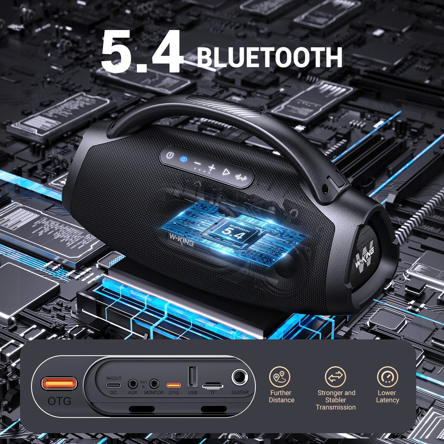 W-KING D20 Portable Bluetooth Speakers, 200W RMS Massive Bass Party Boombox, IPX7 Waterproof Speaker Large