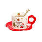 Ceramic Cup Saucer Set with Spoon Christmas Themed Coffee Cup, Perfect for Gift & Present