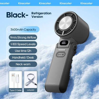 KINSCOTER Outdoor Foldable Portable Handheld Mini Cooling Fan. Rechargeable 3600mAh 100-level Free Control High Speed Turbo Fan