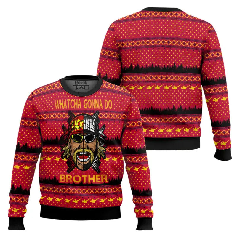 Whatcha Gonna Do Brother? Hulk Hogan Sweater. Winter Holiday Pullover Christmas Party Gift for Men
