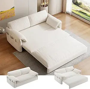 63.8" Futon Sofa Bed Queen Size, Pull Out Bed, 3-in-1 Convertible Sleeper Sofa with Side Pocket, Modern Velvet Futon Couch