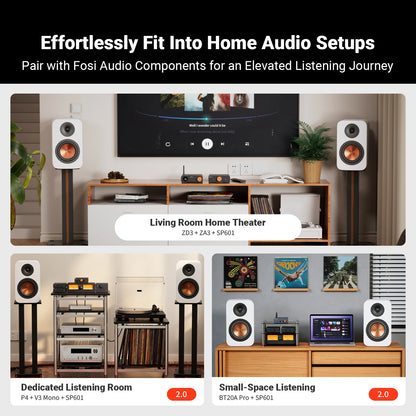 Fosi Audio SP601 Speaker Wooden 160W for TV, Computer Desktop & Hifi Home Theater