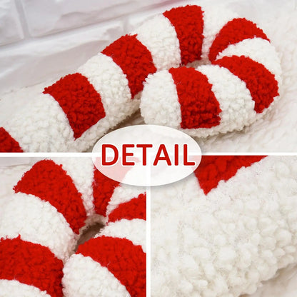 Candy Cane Throw Pillow Sofa, Plush Cushion Christmas Decor for Sofa Bed