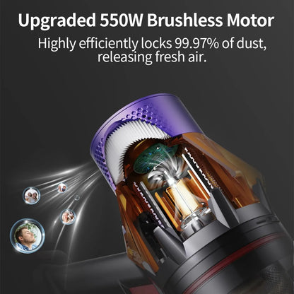 V18 Cordless Vacuum Cleaner 550W 45000PA – Powerful Brushless Motor, Handheld Home Vacuum
