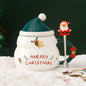 Cute Ceramic Christmas Mug with Lid Spoon Coffee Cup