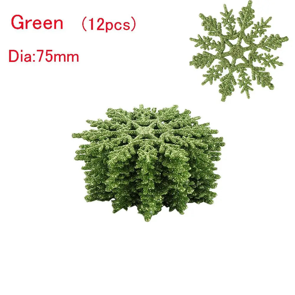 12Pcs 7.5cm Gold Powder Snowflake for Christmas Decor