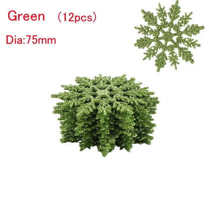 12Pcs 7.5cm Gold Powder Snowflake for Christmas Decor