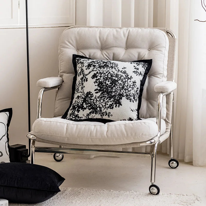 Modern simple Cushion black and white Chenille jacquard Pillow