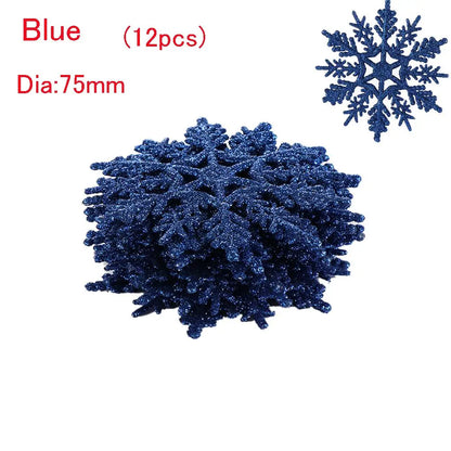 12Pcs 7.5cm Gold Powder Snowflake for Christmas Decor