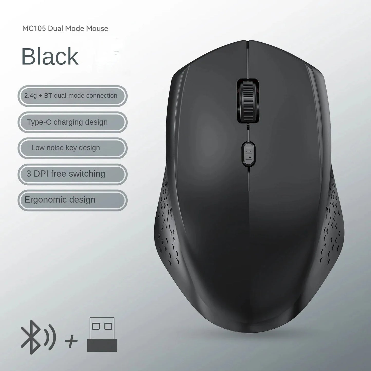 RGB Dual-Mode Bluetooth 5.2 Mouse 2.4G Wireless Mouse. Gaming Mouse for Laptop or Desktop