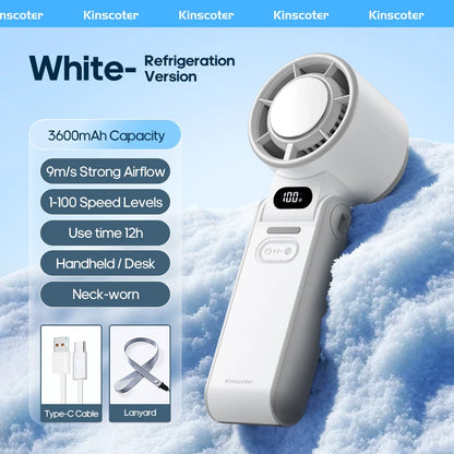 KINSCOTER Outdoor Foldable Portable Handheld Mini Cooling Fan. Rechargeable 3600mAh 100-level Free Control High Speed Turbo Fan