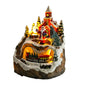 For Creative LED Lights Christmas Small Train Village House Luminous Landscape Snow Figurines