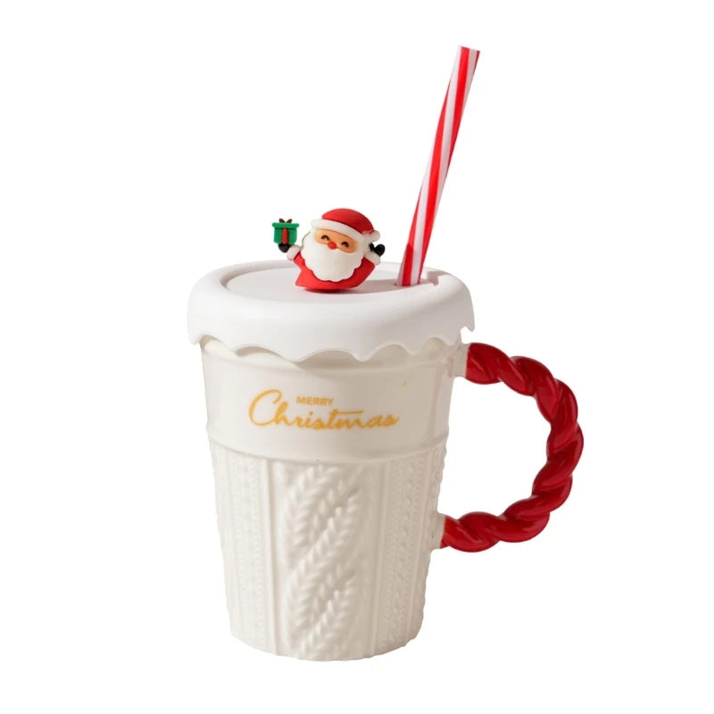 Christmas Themed Beverage Cup, Seasonal Ceramic Mugs, Christmas Hot Beverage Cup for Coffee & Milk