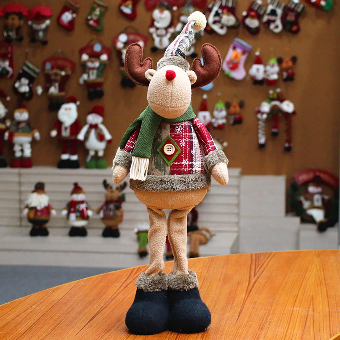 3PCS Christmas Decorative Christmas Dolls Reindeer, Snowman & Santa Claus Standing Doll