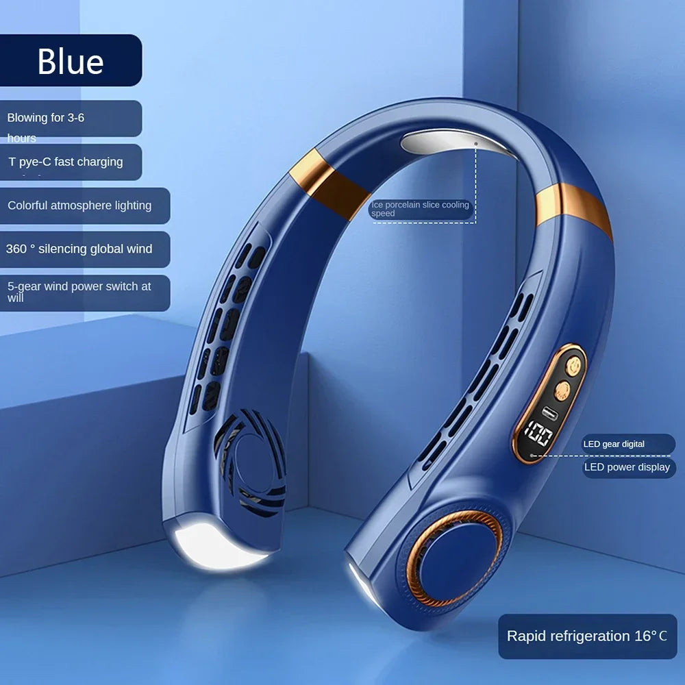Mini Hanging Neck Fan Portable. Bladeless Neck Fan Air Cooler.