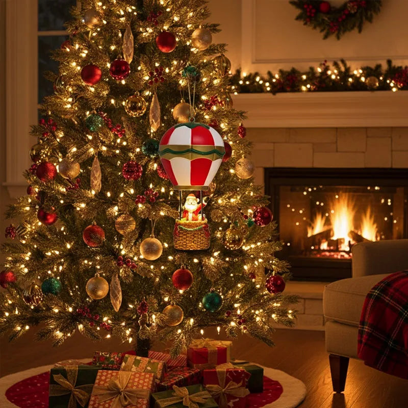 Hot Air Balloon Snowman Santa, Glowing Christmas Santa Claus Decor