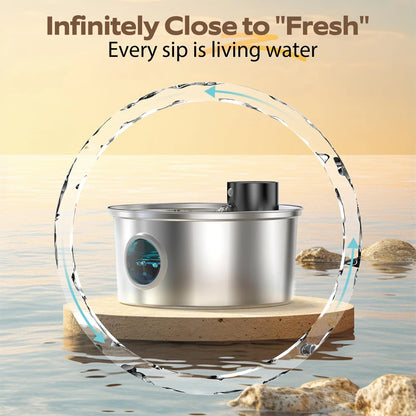 Stainless Steel Wireless Cat Water Fountain. Automatic Pet Drinking with Motion Sensor Water Dispenser Accessories filter