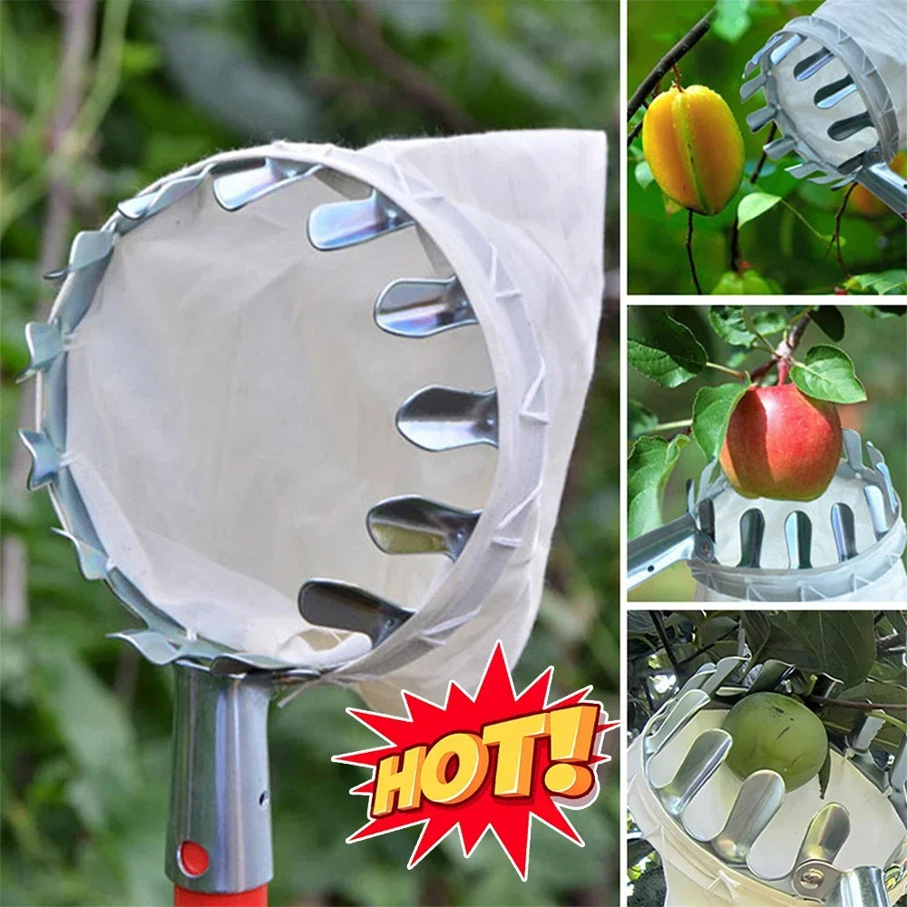 Garden Fruit Picker Head. Orchard, Apple, Pears & Orange High Tree Picking Tool. Fruit Catcher Pouch Detachable Collector